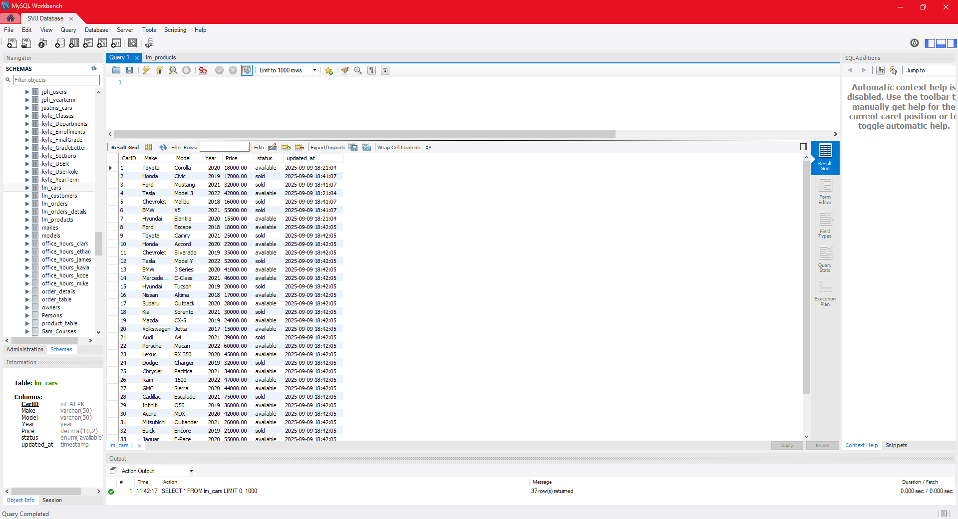 Database Hosting Screenshot